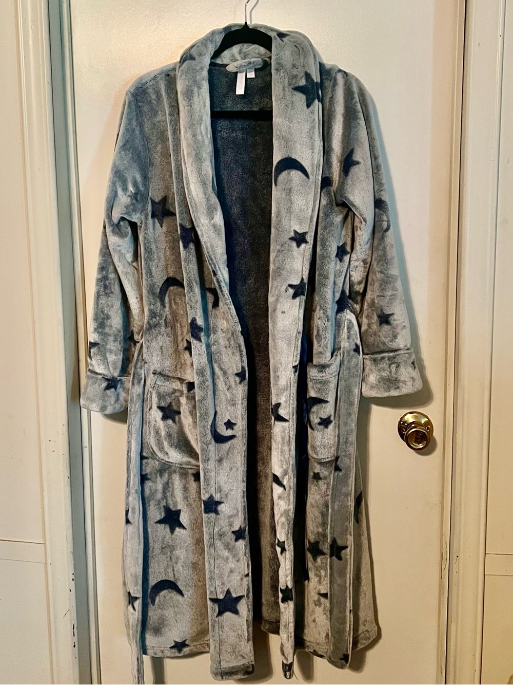 Cozy Plush Grey Star & Moon Robe Jacket